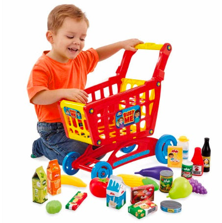 Kids Shopping Cart Toy – Mini Supermarket Trolley Pretend Play Set