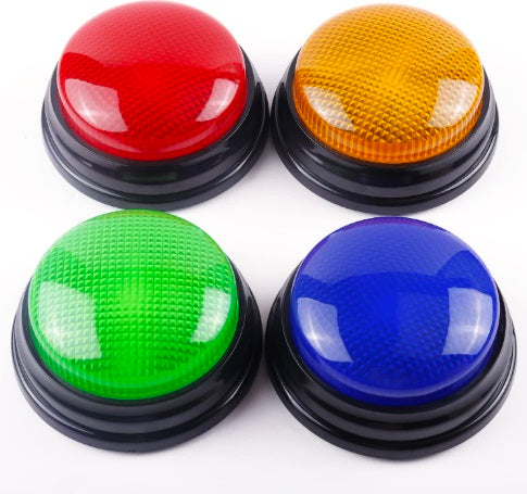 Quiz Buzzers with Lights & Sounds ā 4-Piece Game Show Answer Buzzer Set