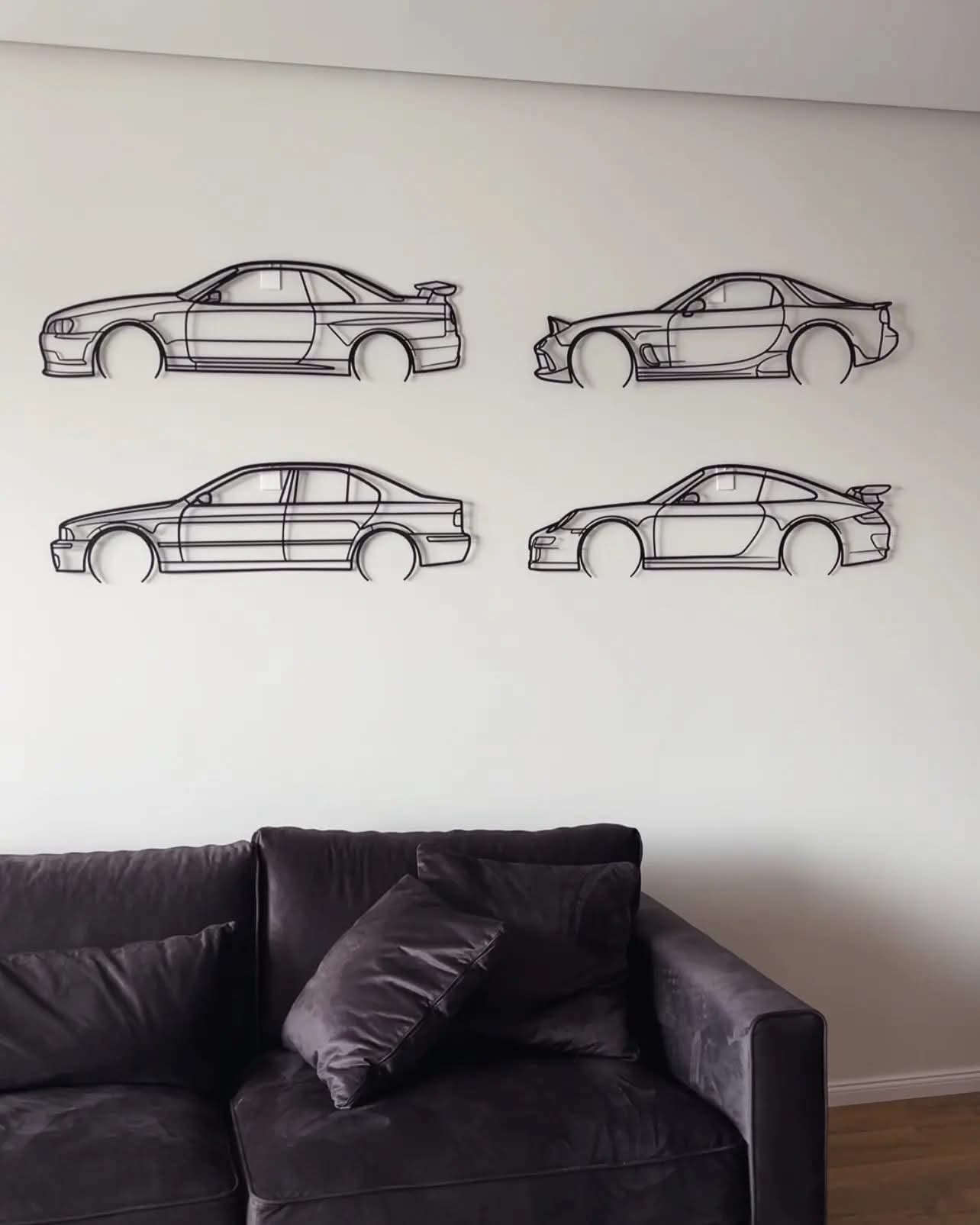 Luxury Car Outline Wall Art Set – Modern Automotive Wall Decoration