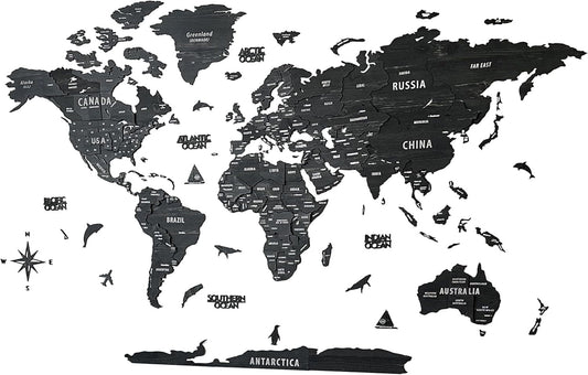 Large World Map Wall Decor – Minimalist Travel Wall Art
