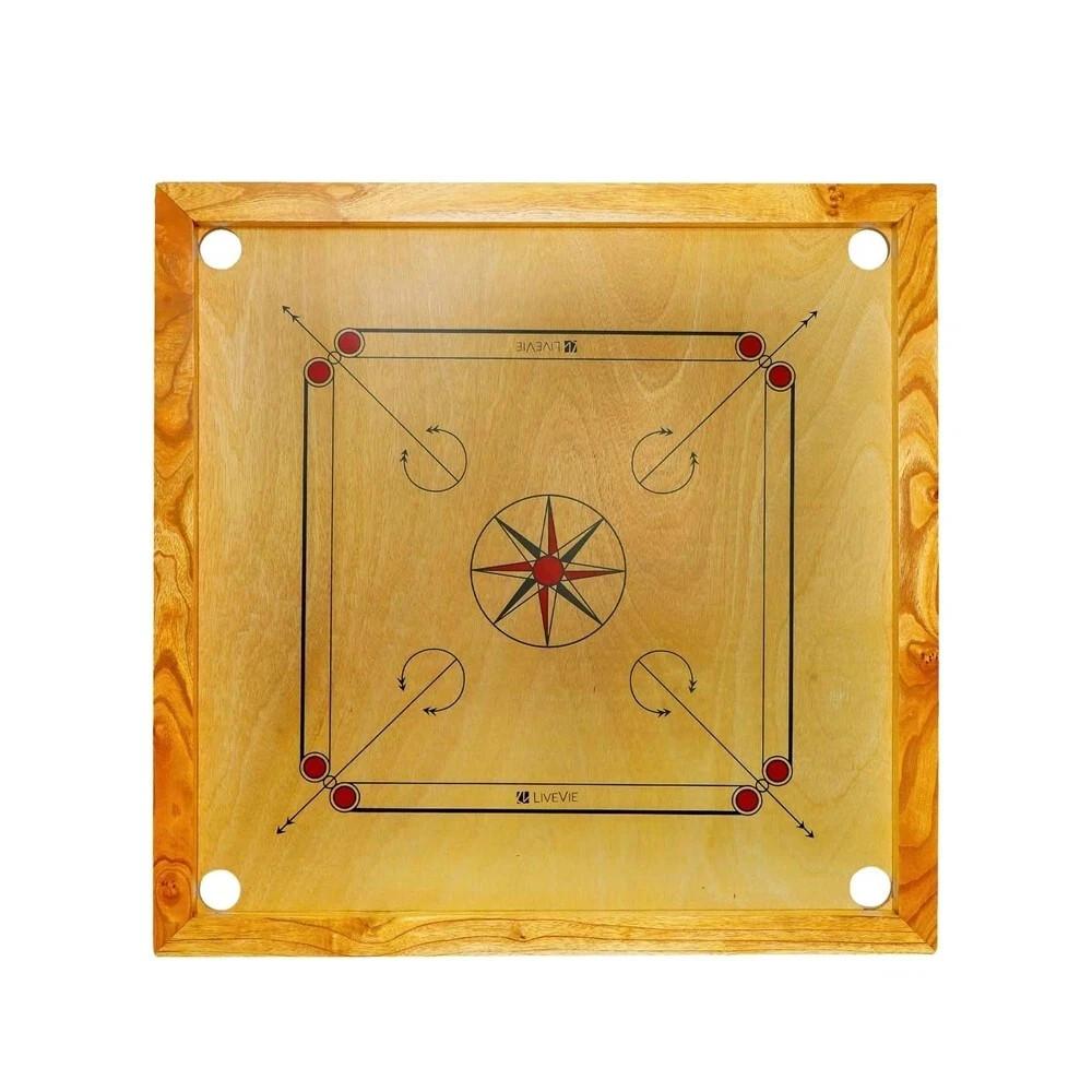 34 × 34 Inch Carrom Board – Wooden Family Indoor Board Game for 2–4 Players