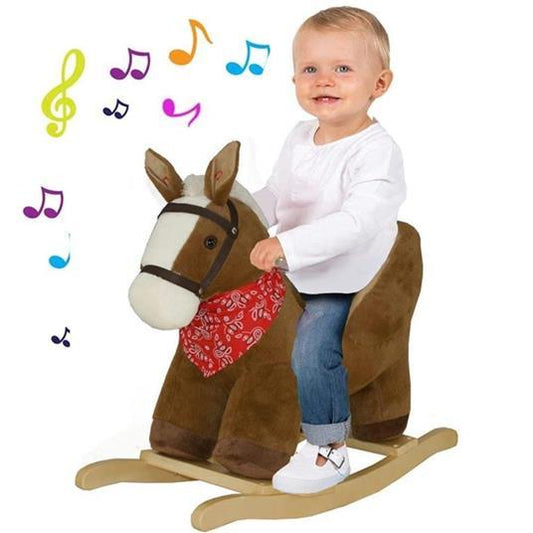 Soft Ride-On Horse Toy with Music – Plush Kids Rocking Horse with Saddle & Handles