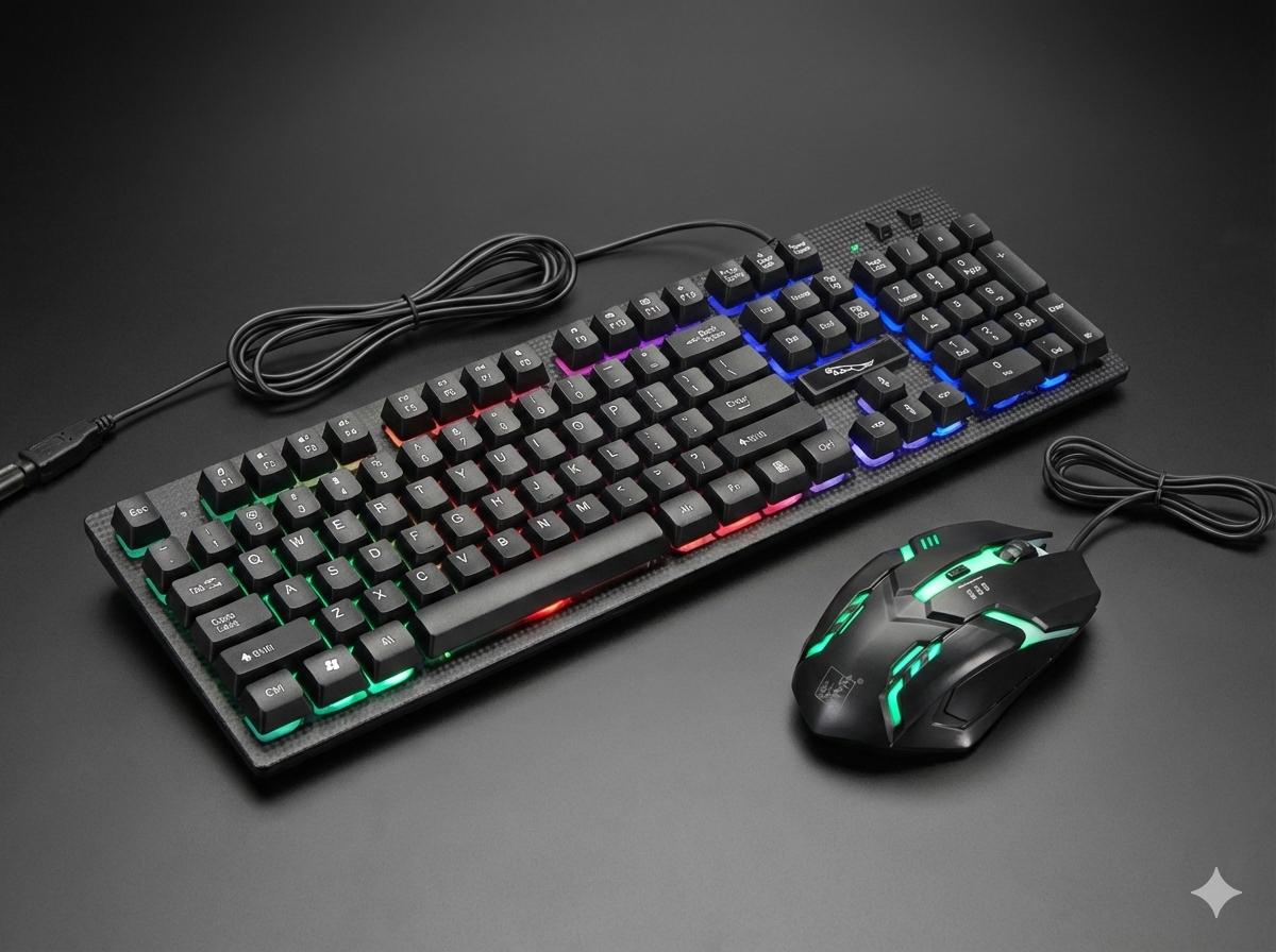 RGB Backlit Gaming Keyboard & Mouse Combo – Wired Gaming Keyboard Set for PC & Laptop