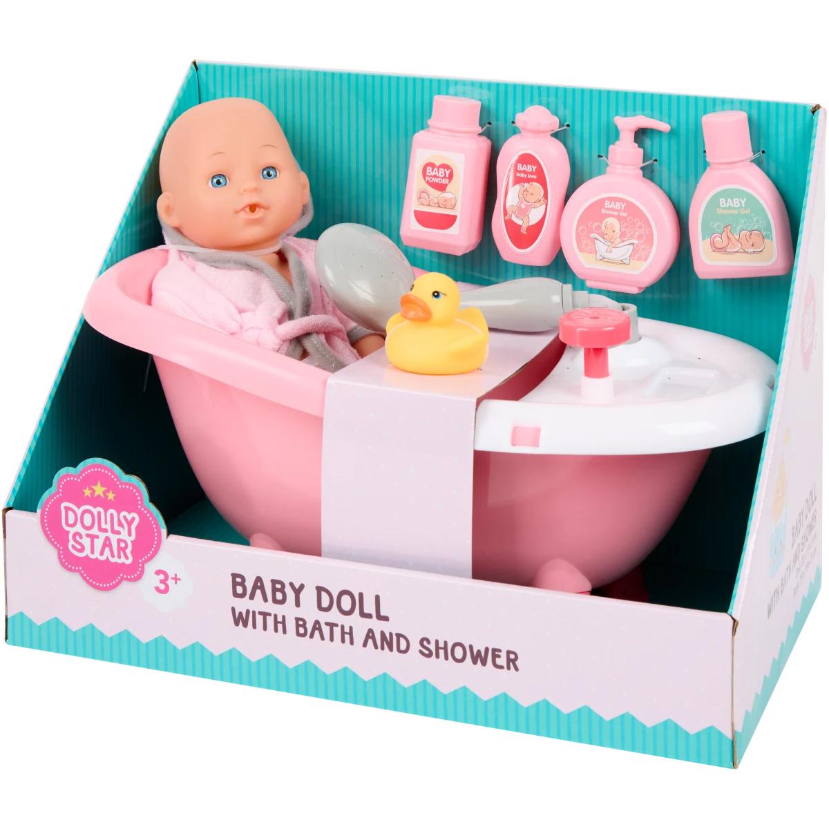Baby Doll Bath Set with Bathtub & Accessories – Pretend Play Care Toy for Kids
