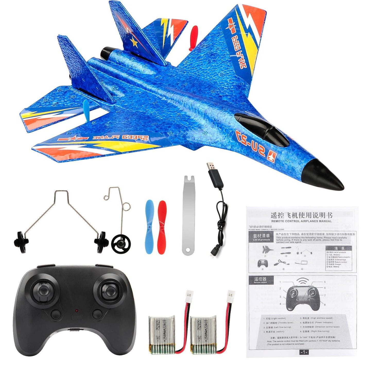 SU-27 Foam Fighter RC Airplane – 2.4GHz Remote Control EPP Glider Plane for Outdoor Flying