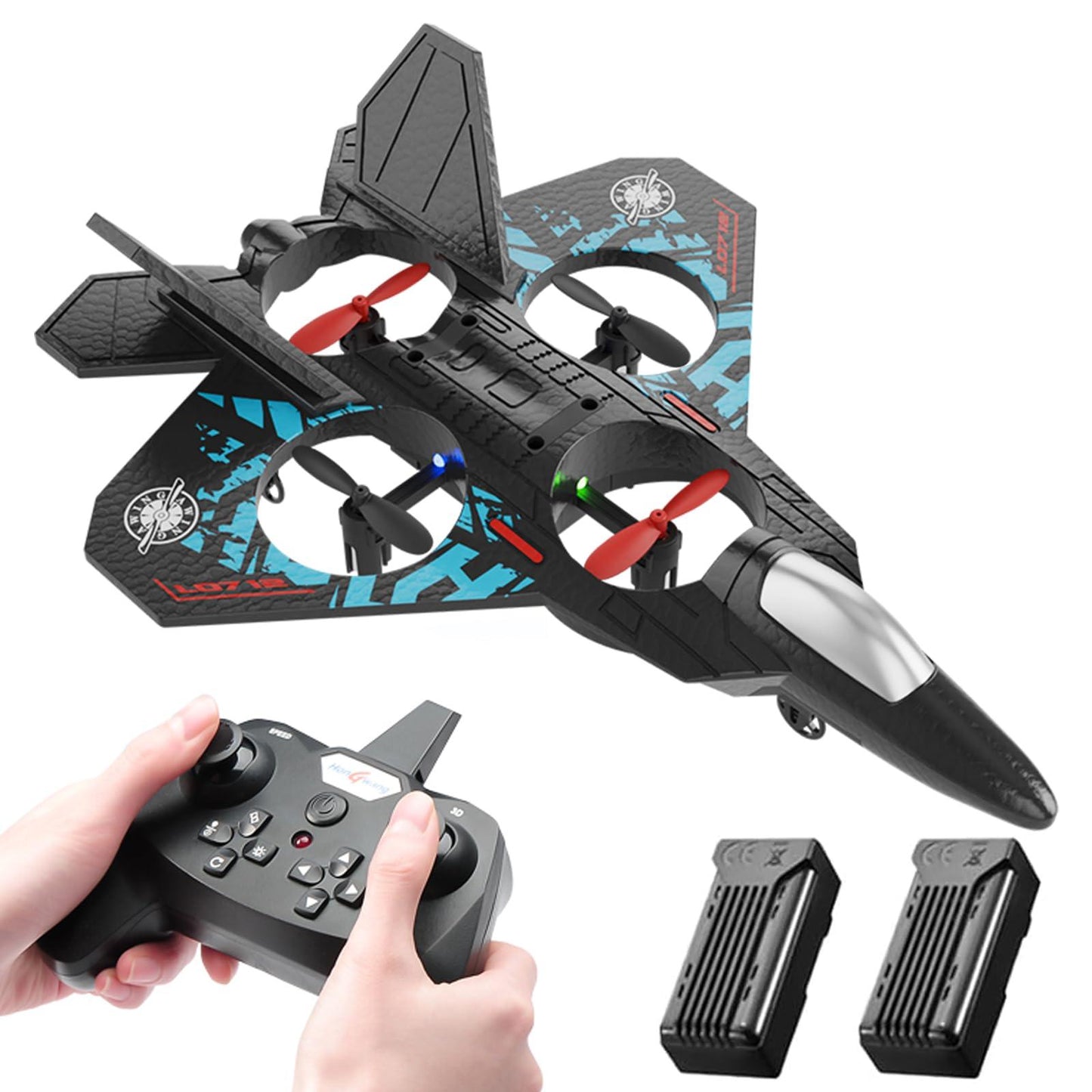 RC Jet Fighter Quadcopter – Remote Control Military-Style Flying Drone Toy