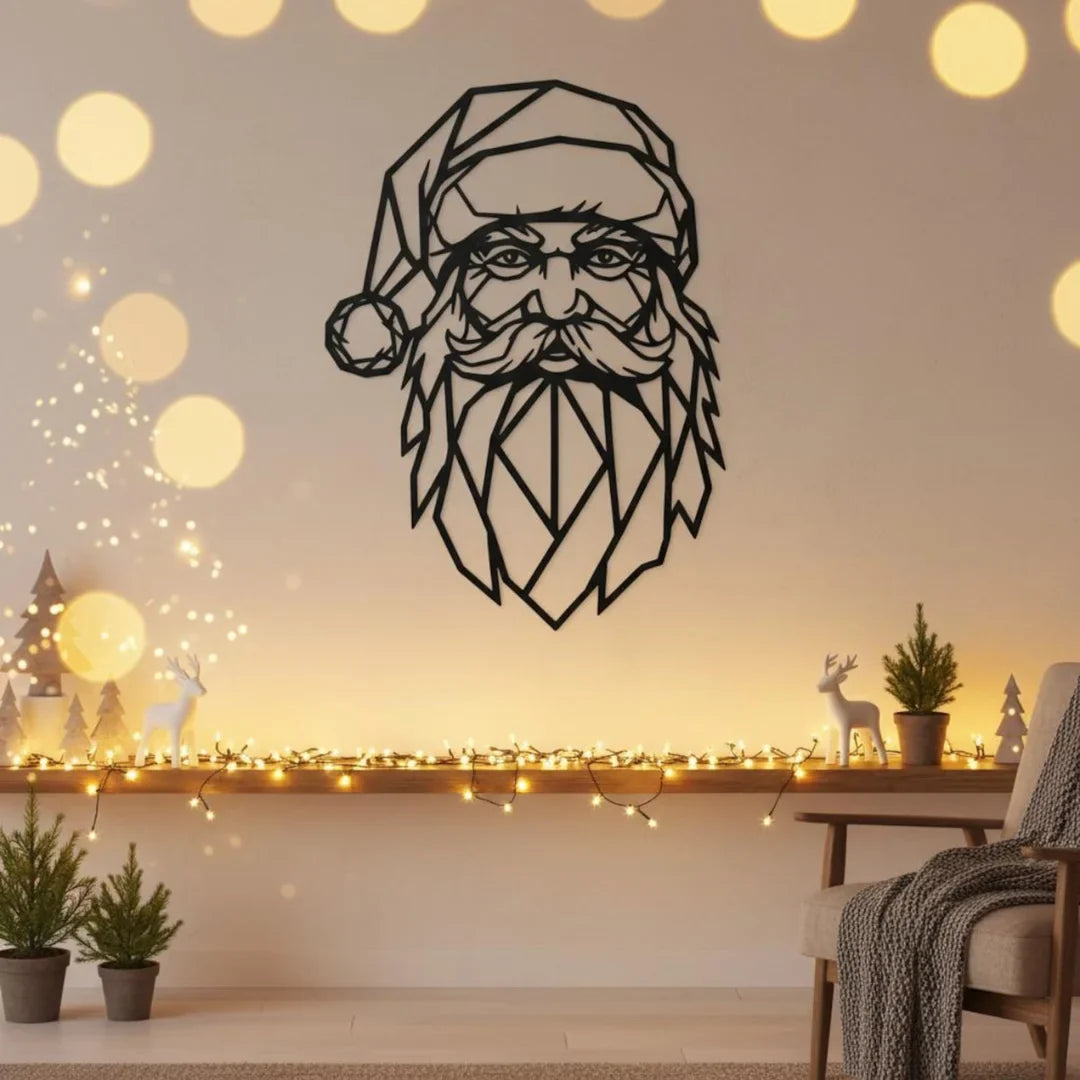 Acrylic Geometric Santa Claus Face Wall Art