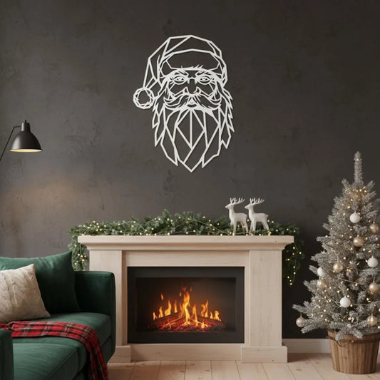 Acrylic Geometric Santa Claus Face Wall Art