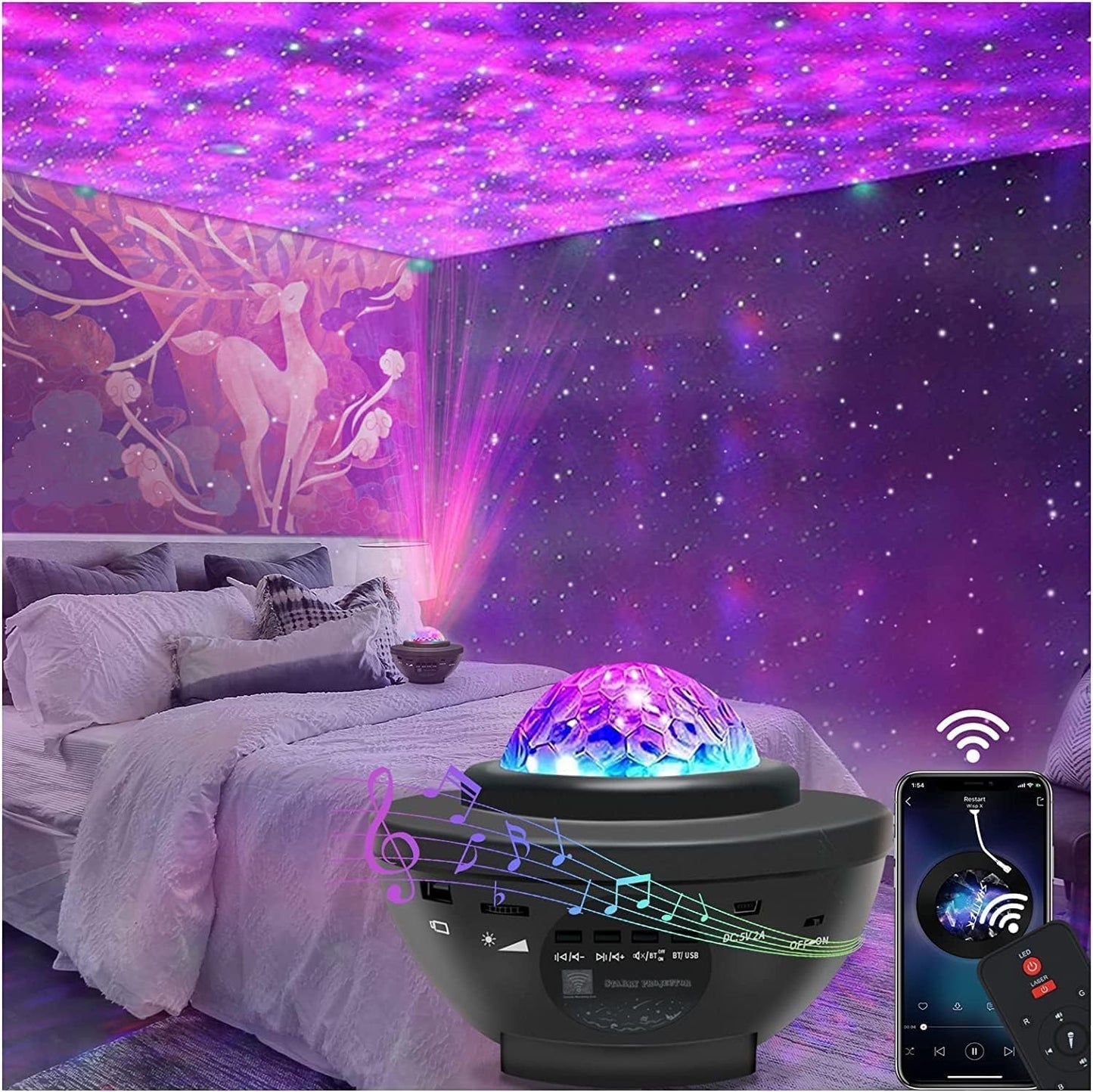 Star Projector Night Light – LED Galaxy Projector Lamp for Bedroom & Home