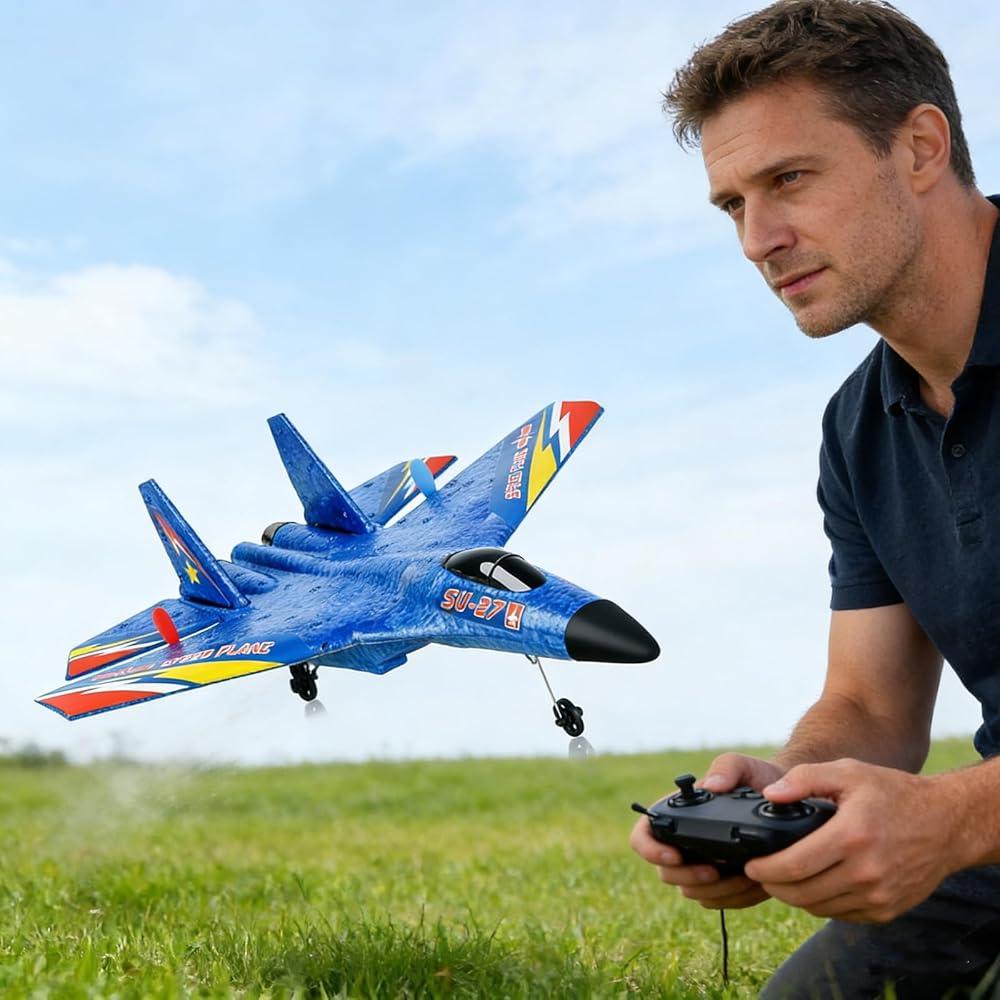 SU-27 Foam Fighter RC Airplane – 2.4GHz Remote Control EPP Glider Plane for Outdoor Flying