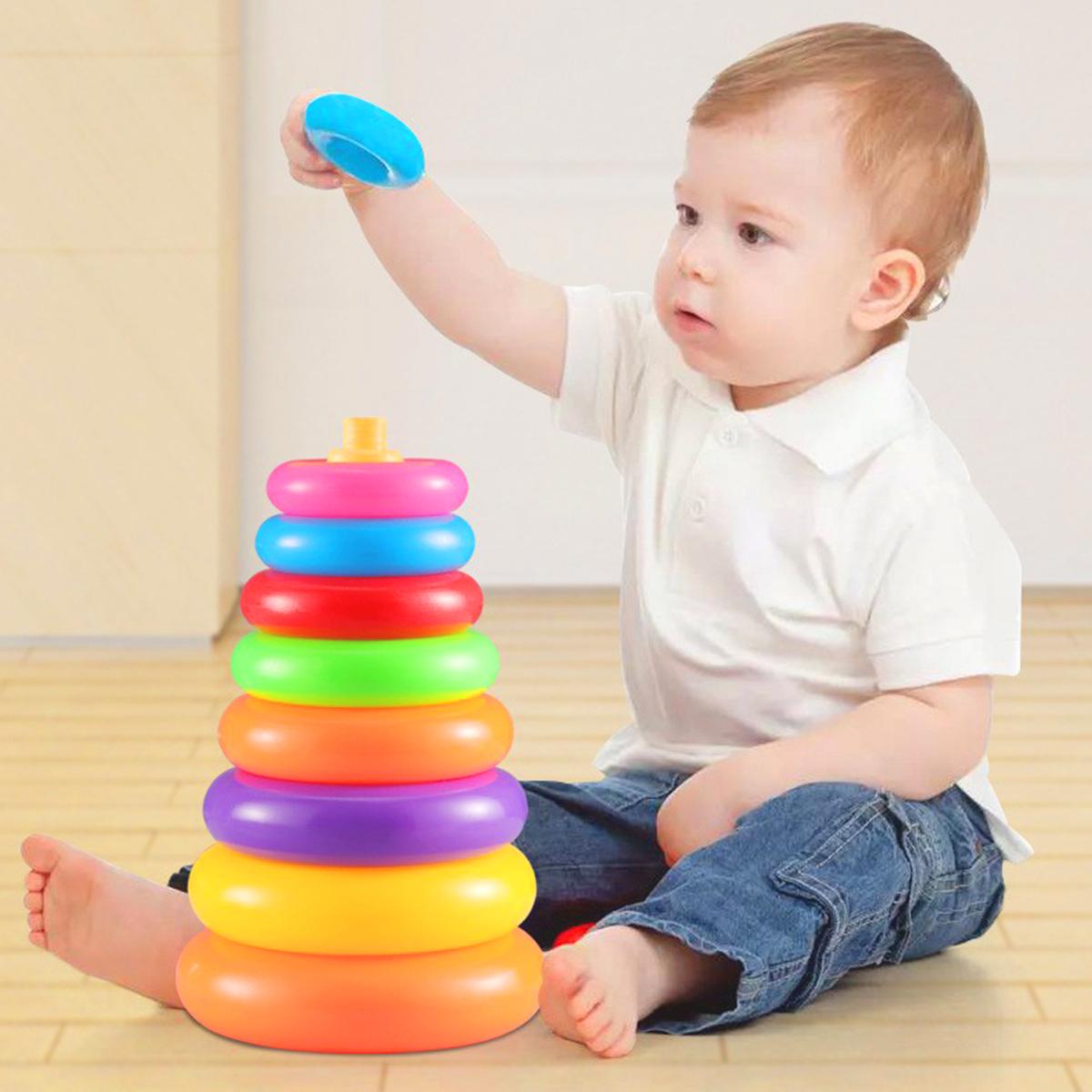 9-Piece Colorful Stacking Rings Toy for Kids – Early Learning Fine Motor Activity Set