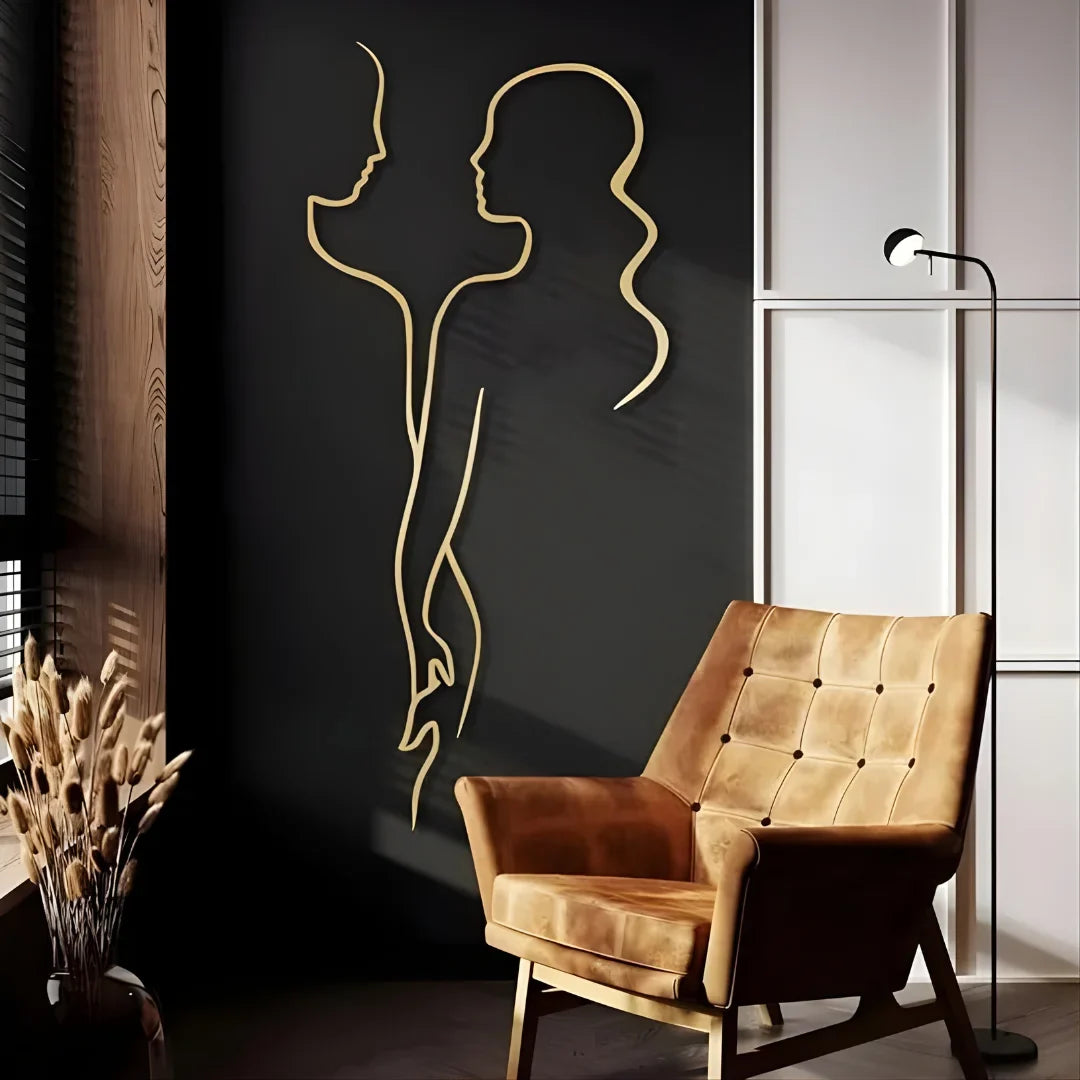 Abstract Couple Line Art Acrylic Wall Decor – Minimalist Silhouette
