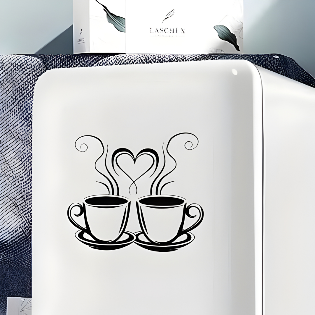 Coffee Cups With Hearts Acrylic Wall Decal - Beautiful Kitchen Decor for UAE Homes & Restaurants