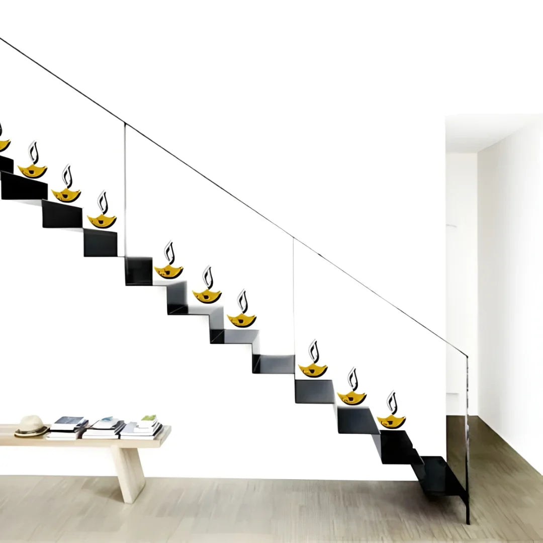 Golden Diya & 150 Dots Acrylic Mirror Wall Stickers