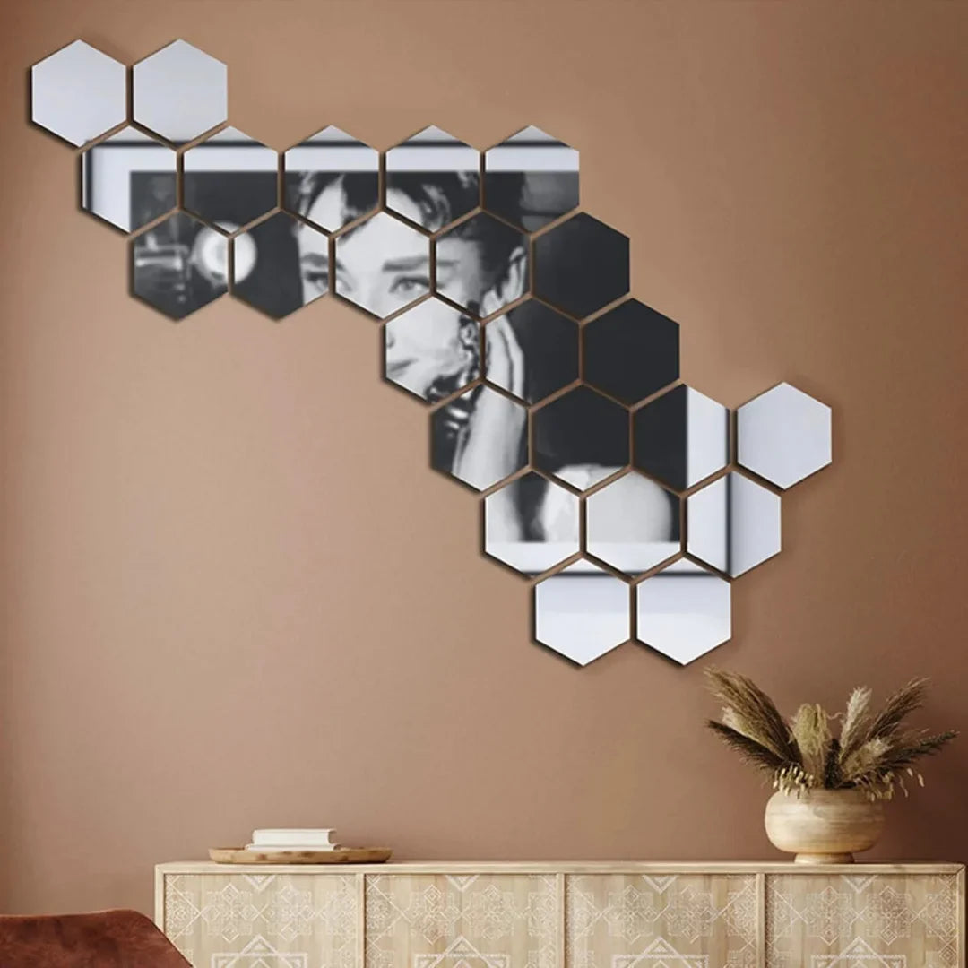 Hexagon Acrylic Mirror Wall Decals Decor UAE