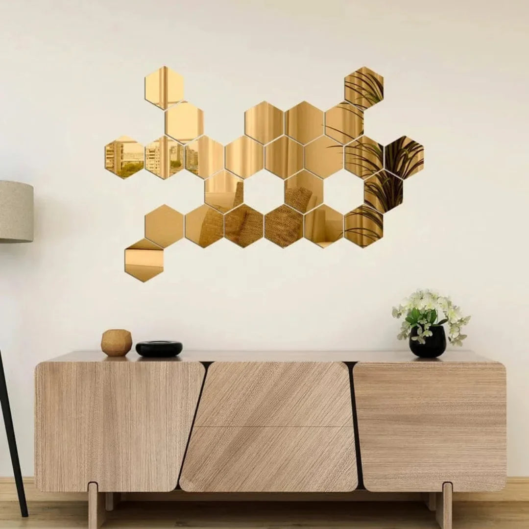 Hexagon Acrylic Mirror Wall Decals Decor UAE