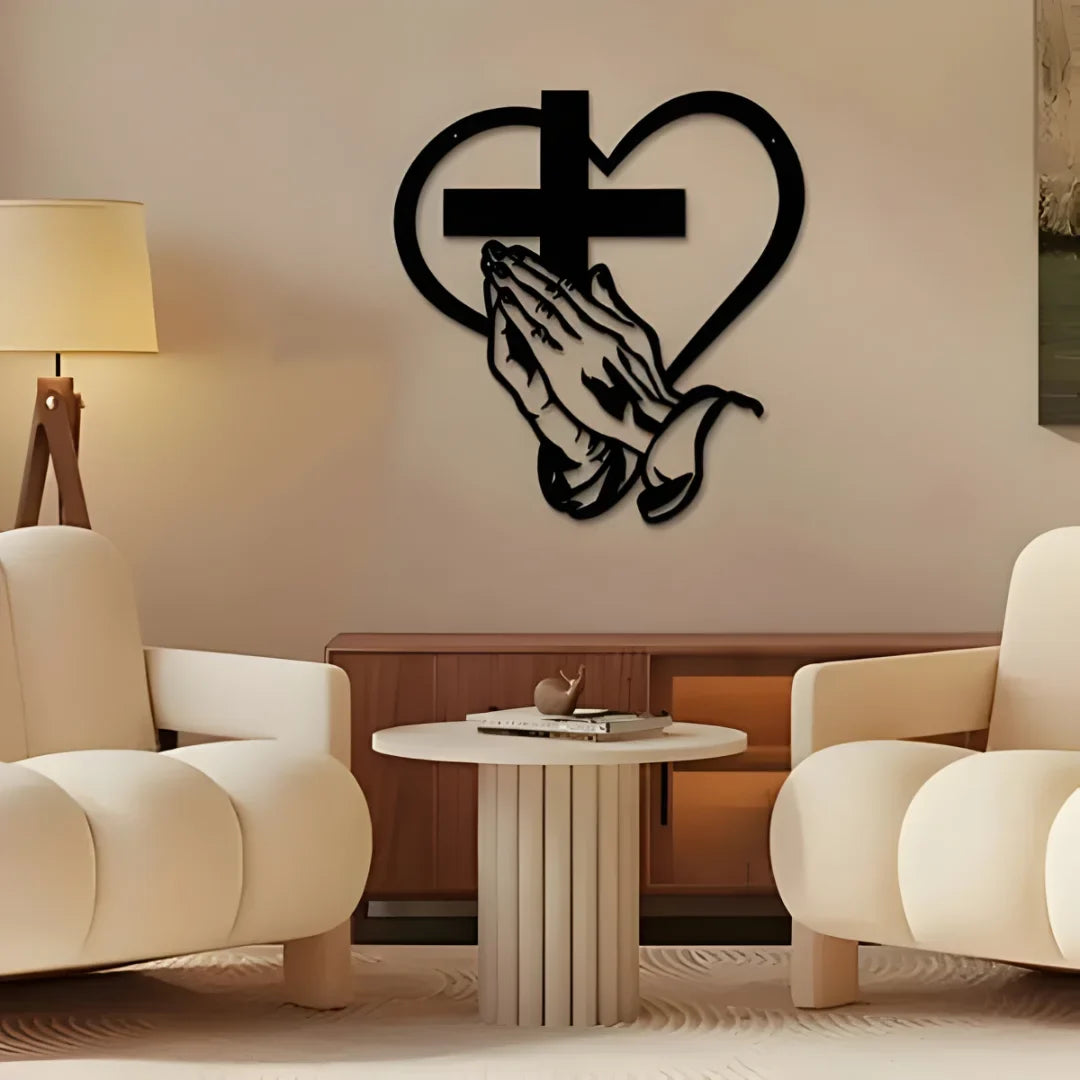 Jesus Hand with Cross & Hearts – Christian Home Wall Decal UAE