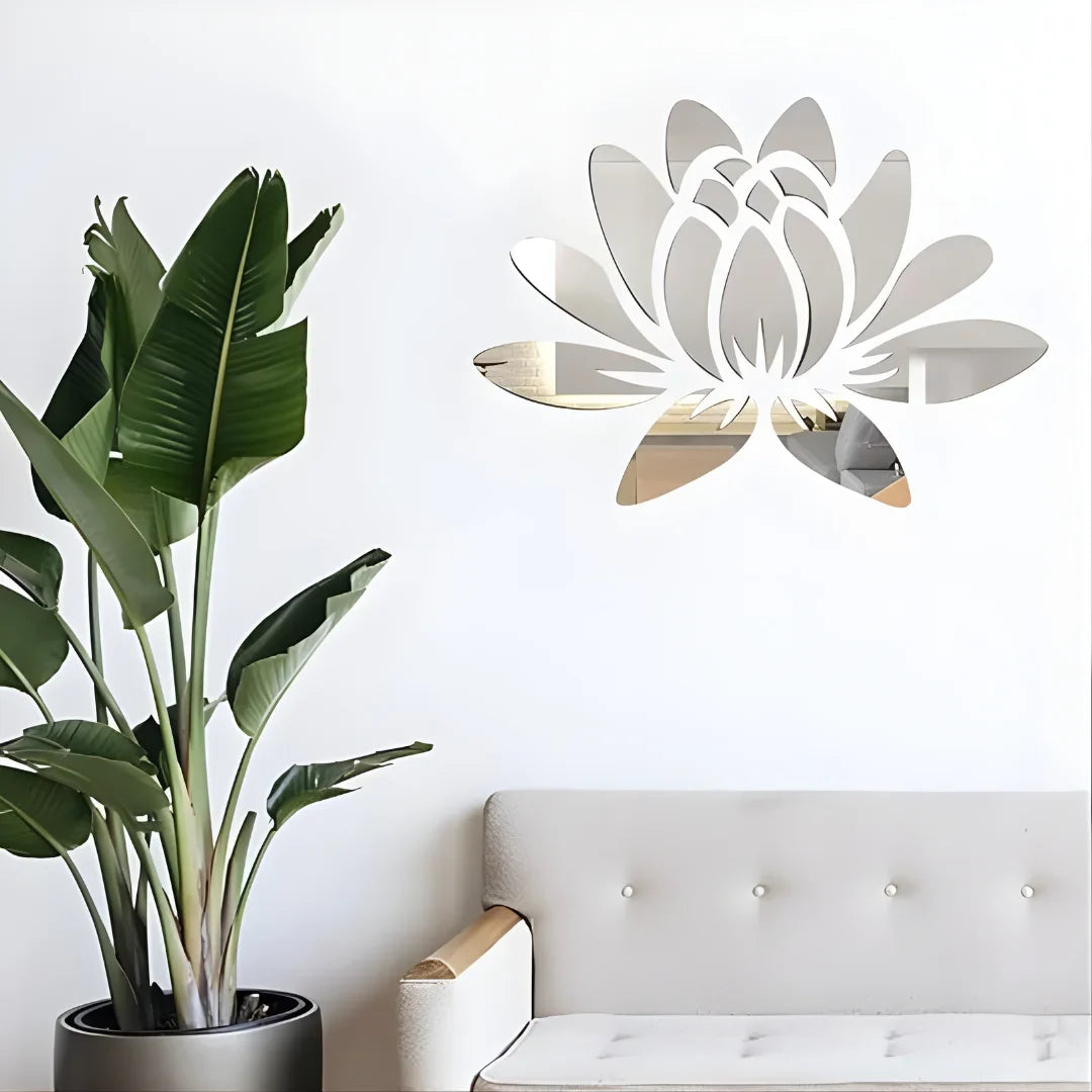 Lotus Flower Acrylic Mirror Decal Modern Home Decor UAE