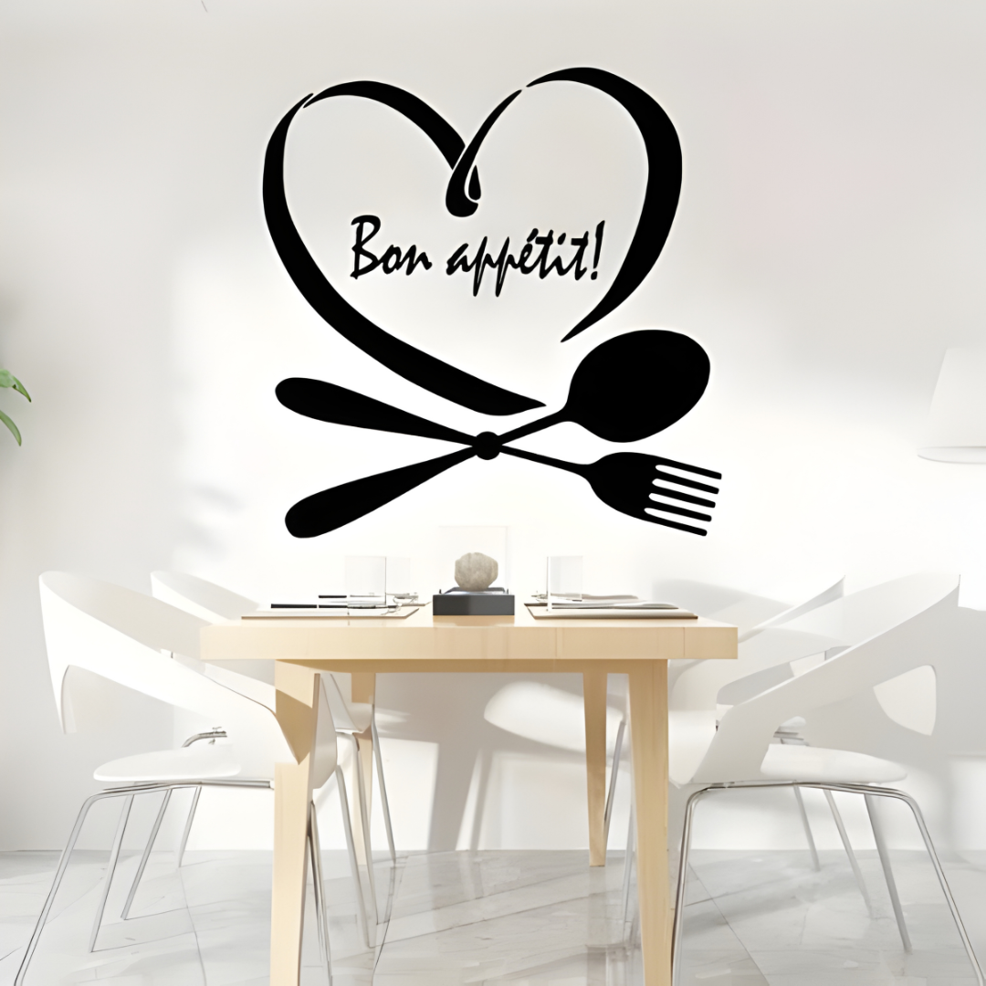 Spoon & Fork with Heart Acrylic Wall Decal | Beautiful Kitchen Decor for UAE Homes & Restaurants
