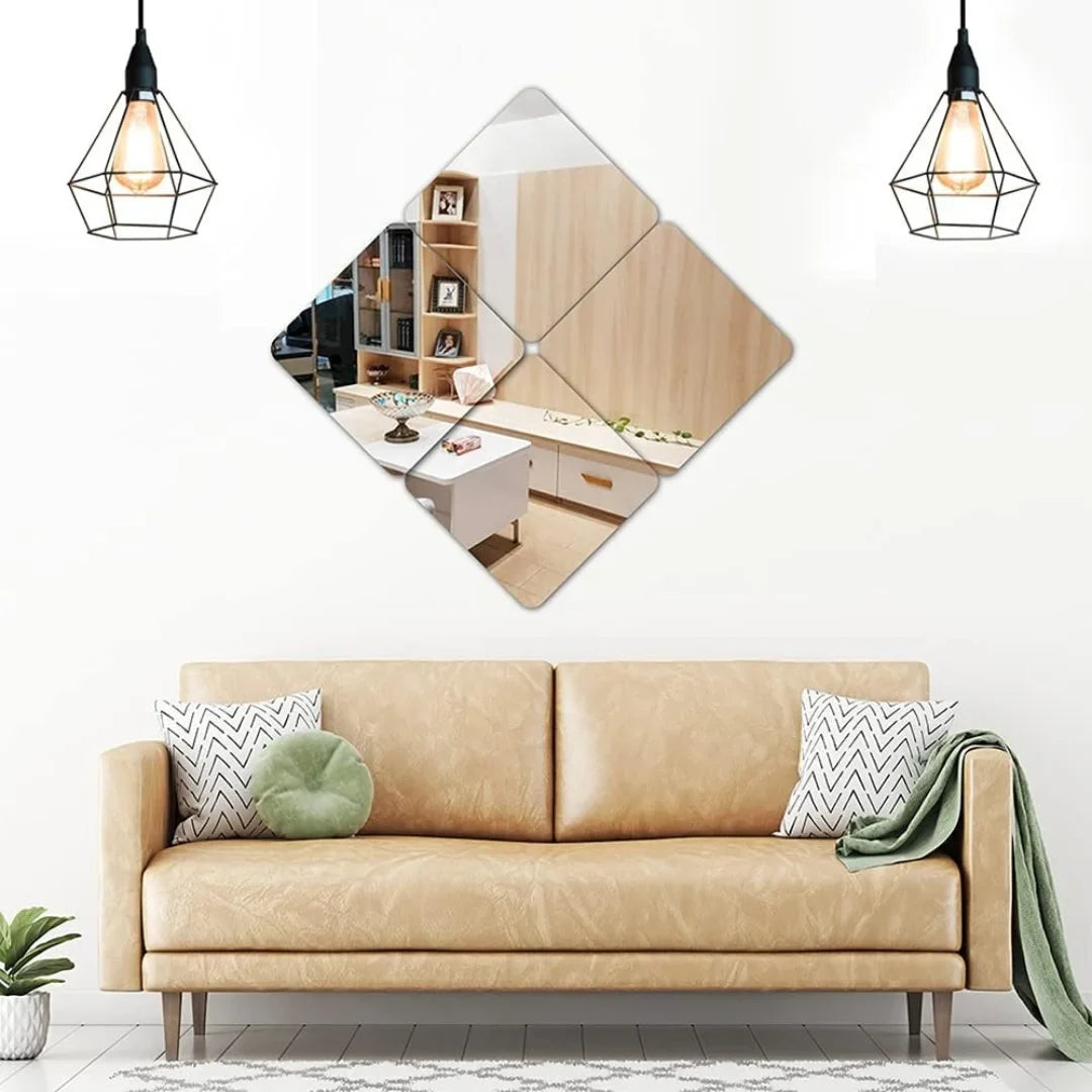 Square Shape Acrylic Mirror Wall Decals Modern Home Decor UAE