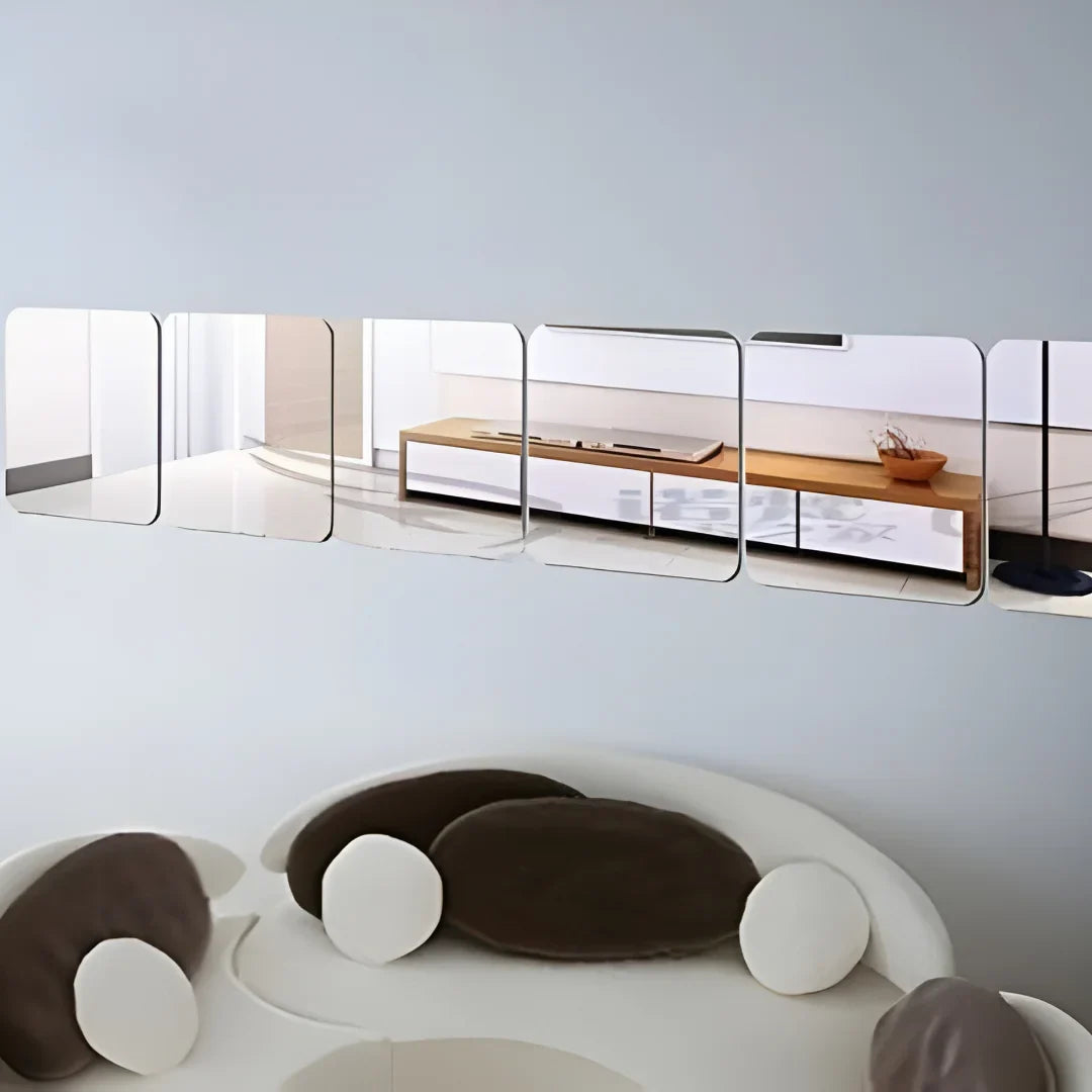 Square Shape Acrylic Mirror Wall Decals Modern Home Decor UAE