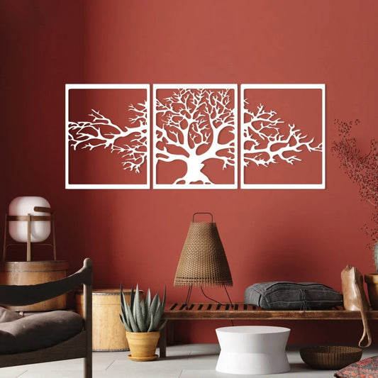 3-Piece Life Tree Wall Art | Shiny Acrylic Multi-Panel Decor