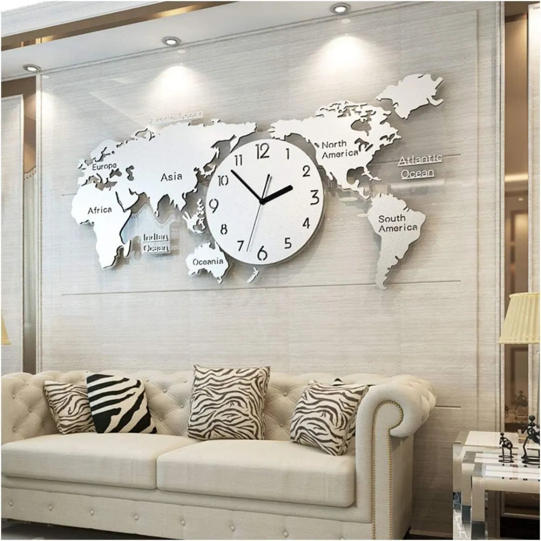 Acrylic 3D World Map Clock – Large Modern Wall Decoration for Home & Office UAE