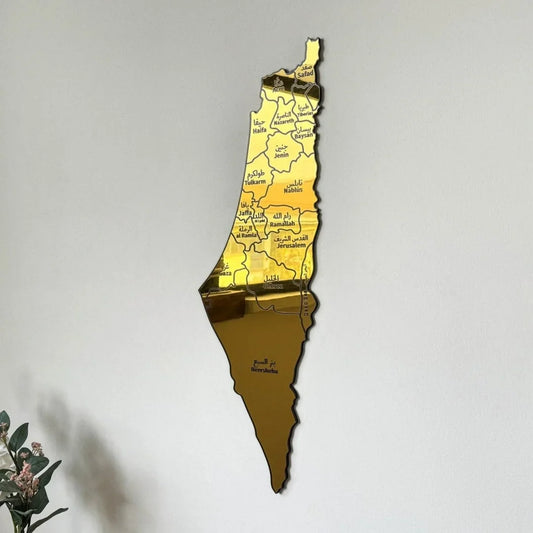 Acrylic Palestine Map | Shiny Wall Decor – Modern Islamic Home Art UAE