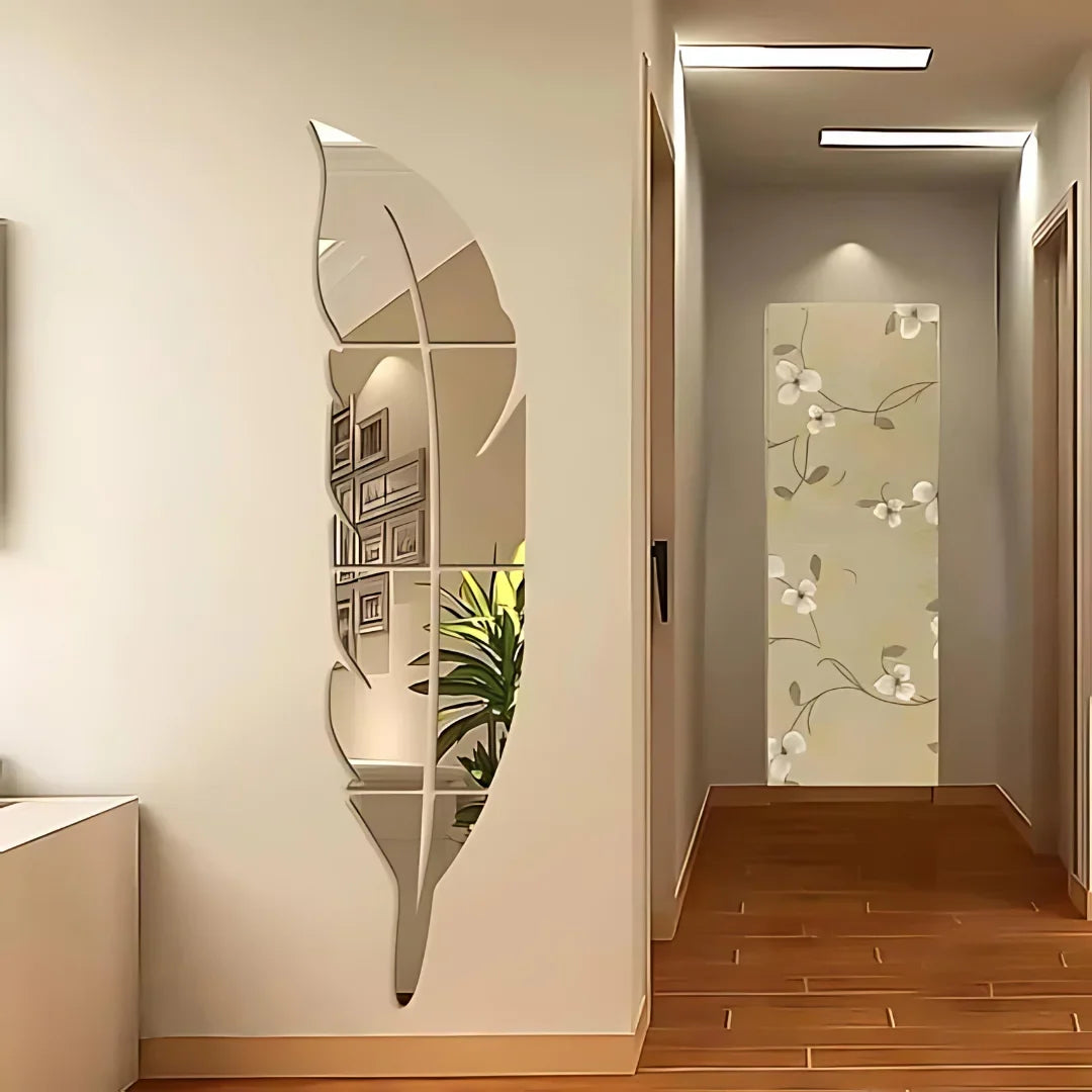 Decorative Acrylic Feather Mirror Wall Decal | Modern UAE Home Decor