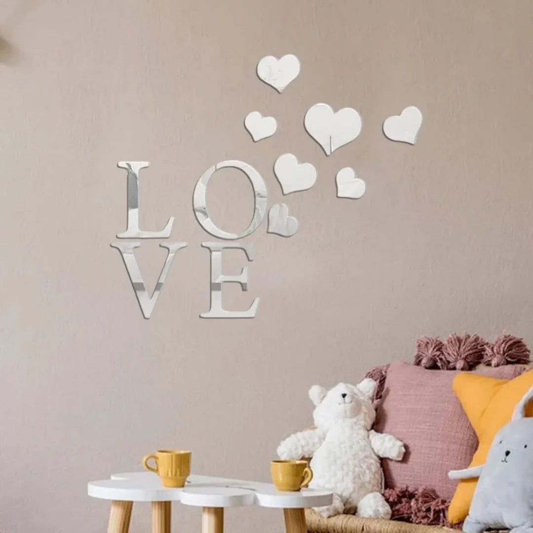 Love & Heart Acrylic Wall Decoration | Romantic Home Wall Art