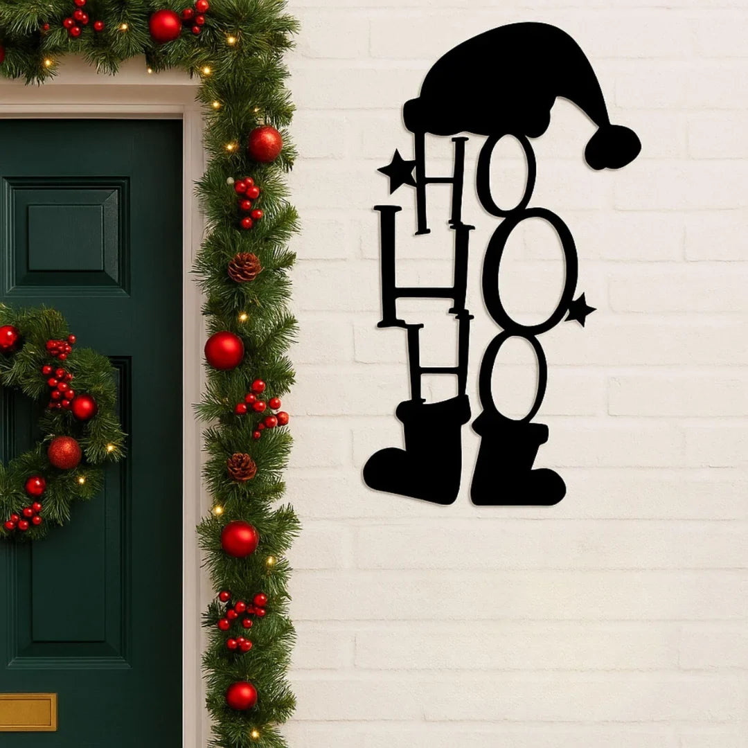 Acrylic "HO HO HO" Santa Silhouette Wall Art