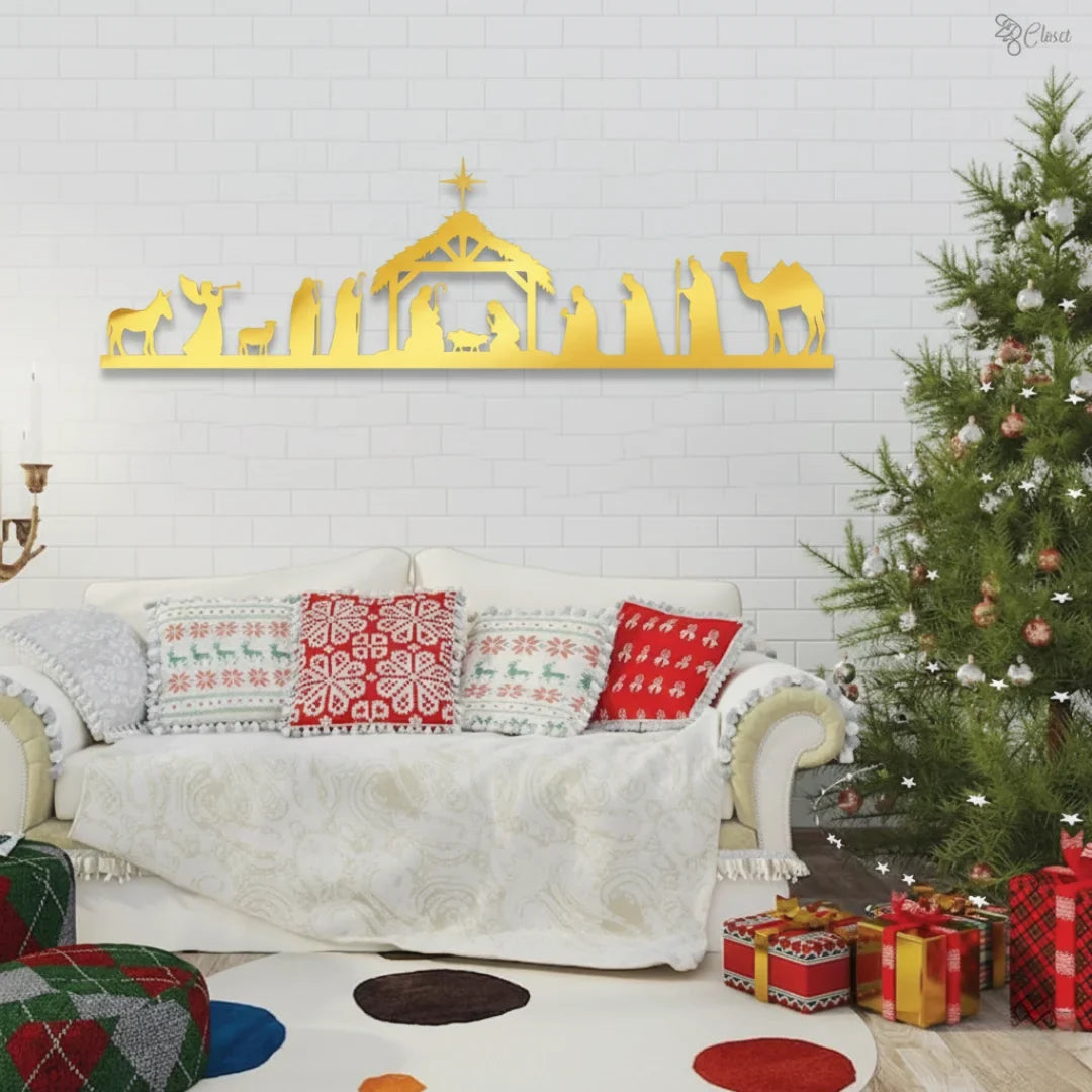 Acrylic Nativity Scene Silhouette Wall Art - Modern Christmas Decor