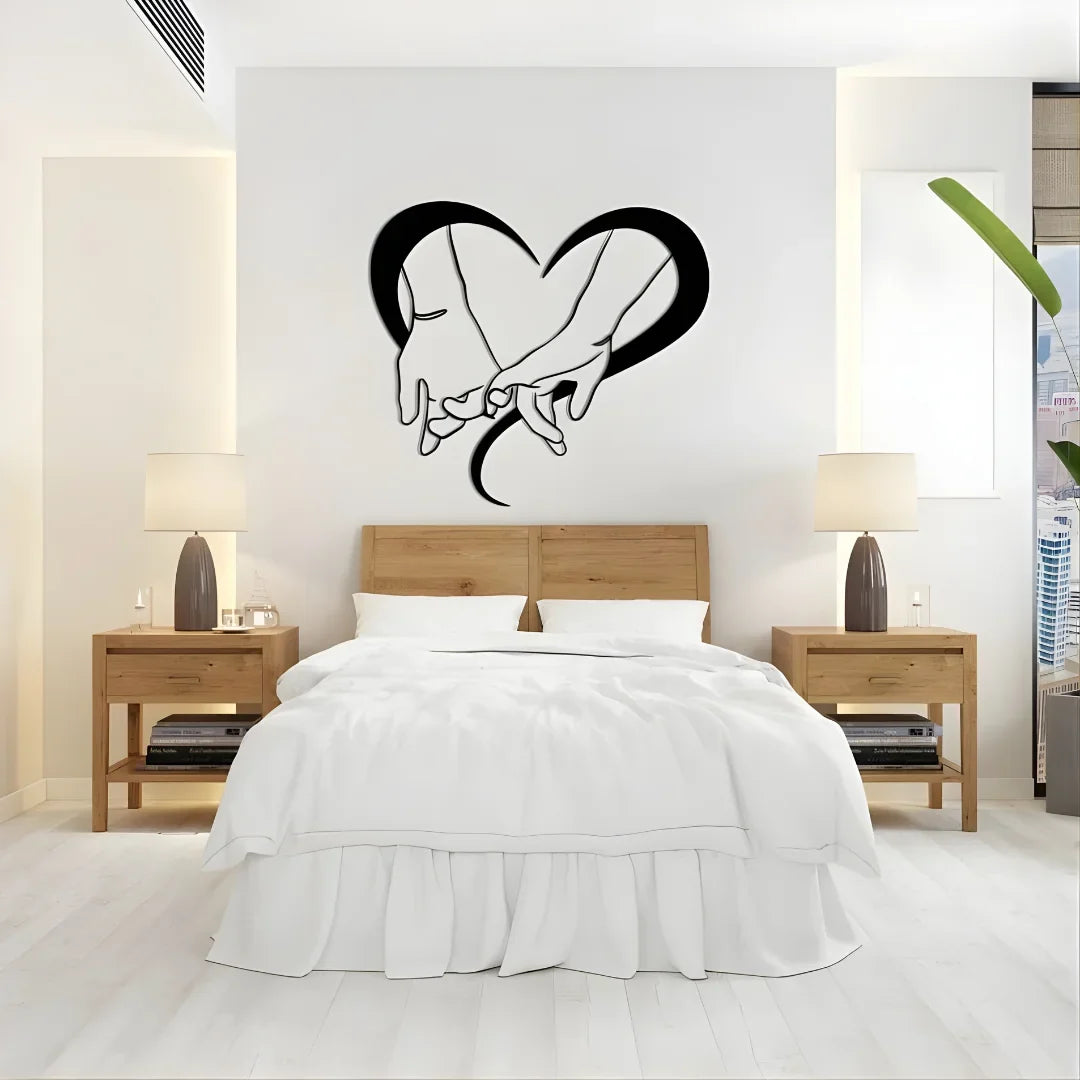 Intertwined Hands Heart Acrylic Wall Art | Romantic Love Symbol Decor