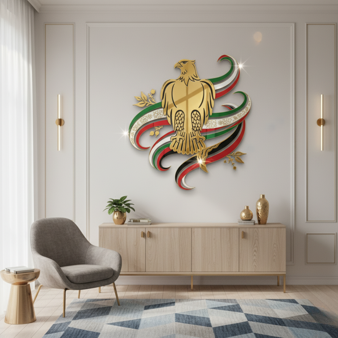 Majestic UAE Falcon & Flag Acrylic Wall Art