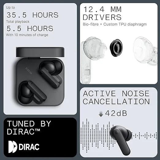 CMF Nothing Buds 2A Dark Grey | ANC Wireless Earbuds with Clear Voice Tech