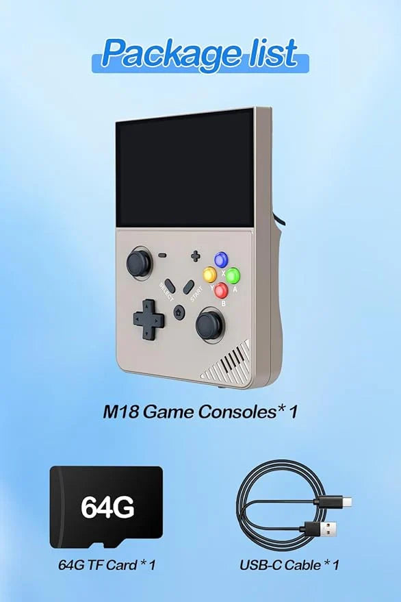 M18 Retro Handheld Game Console 4.3" IPS Screen Linux OS, Built-in 64GB TF Card, 5500+ Games