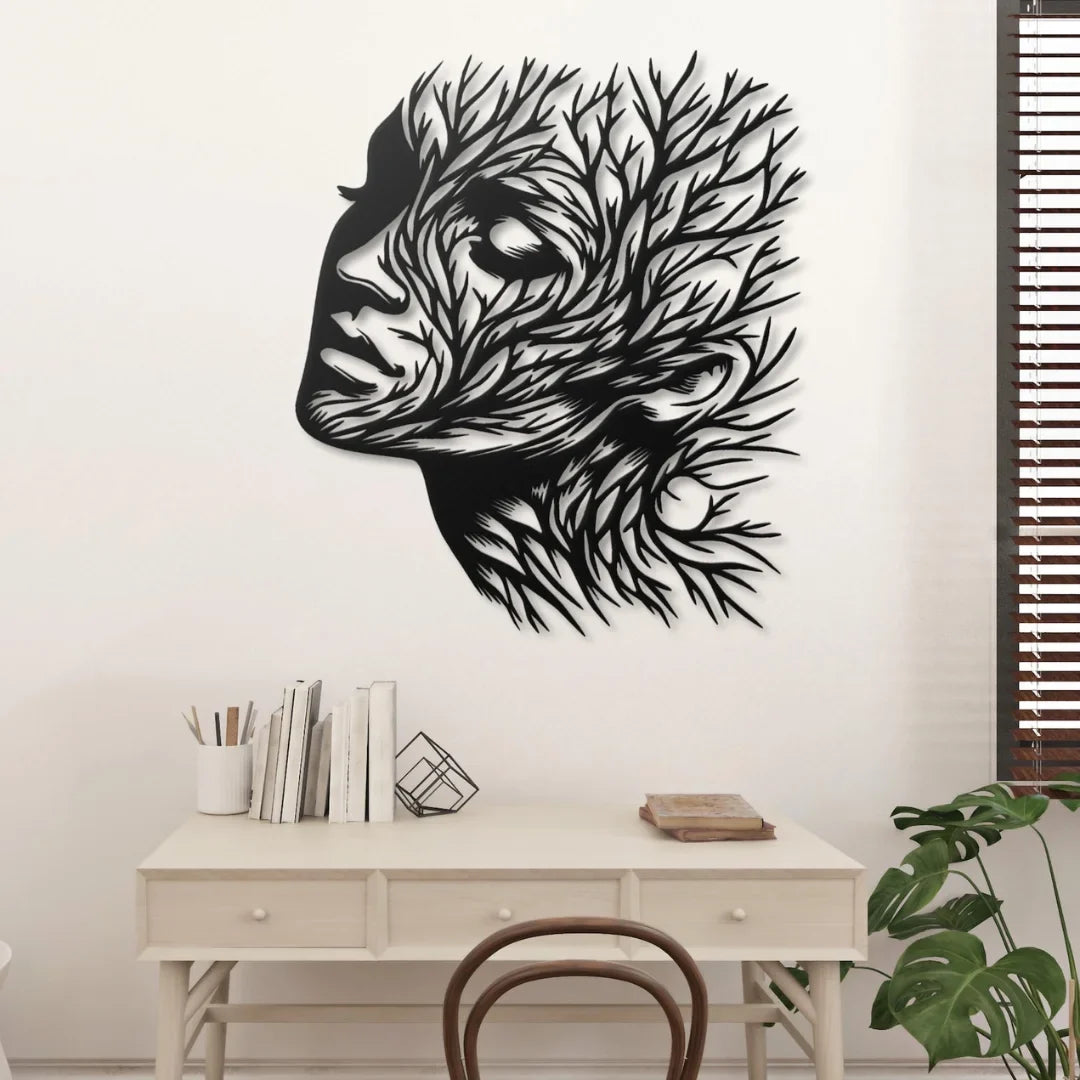 Nature's Embrace Face Acrylic Wall Art – Abstract Tree Branch Silhouette