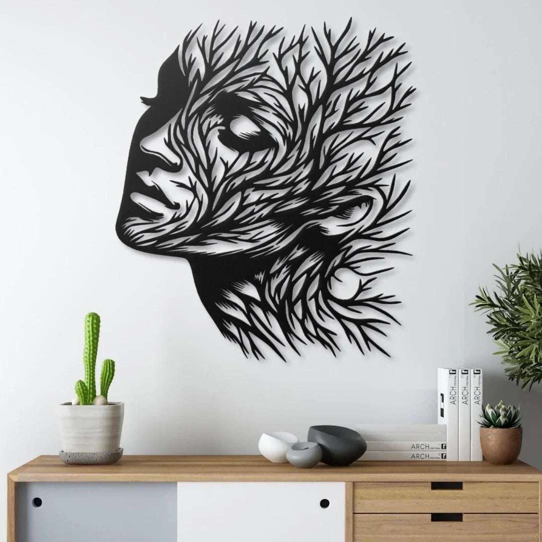 Nature's Embrace Face Acrylic Wall Art – Abstract Tree Branch Silhouette