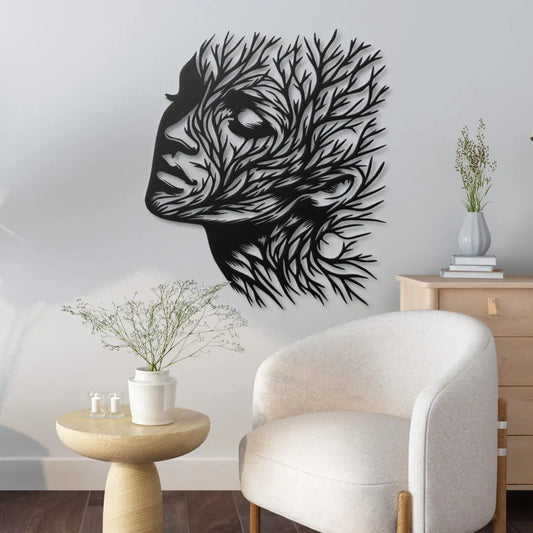 Nature's Embrace Face Acrylic Wall Art – Abstract Tree Branch Silhouette