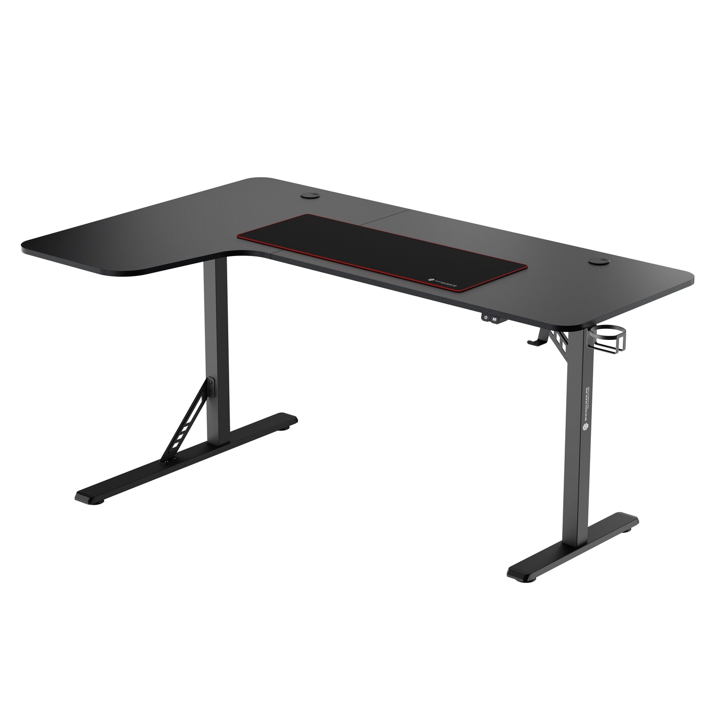 WJ Coolman L Shaped Gaming Desk 903 RGB Black with Large Surface & LED Lights