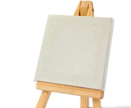 Mini Blank Canvas with Wooden Easel – Small Painting Canvas for Art & Crafts