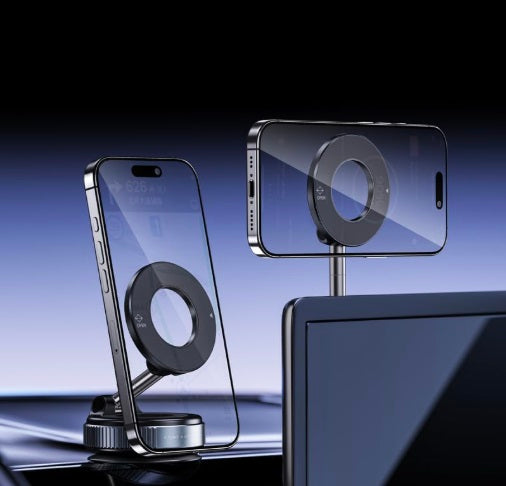 Magnetic Vacuum Suction Phone Mount – Foldable Car & Desk Holder