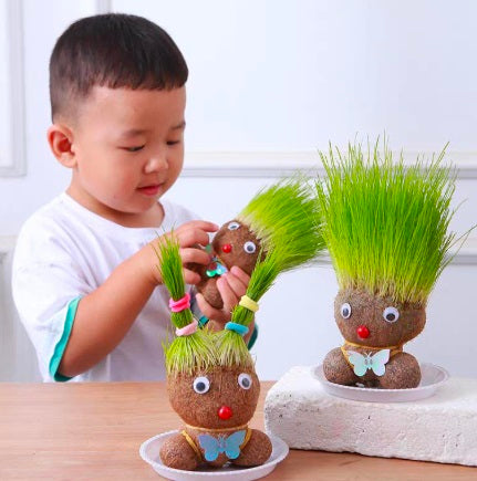 Growing Grass Head Doll Mini Bonsai – DIY Plant Growing Kit for Kids & Adults